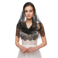 Load image into Gallery viewer, Mantilla Veil Latin Mass Head Covering Spanish Style Lace Traditional Vintage Inspired Infinity Shape
