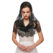 Load image into Gallery viewer, Mantilla Veil Latin Mass Head Covering Spanish Style Lace Traditional Vintage Inspired Infinity Shape
