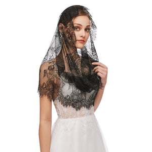 Mantilla Veil Latin Mass Head Covering Spanish Style Lace Traditional Vintage Inspired Infinity Shape