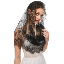 Load image into Gallery viewer, Mantilla Veil Latin Mass Head Covering Spanish Style Lace Traditional Vintage Inspired Infinity Shape
