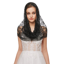 Load image into Gallery viewer, Infinity Veils Lace Scarf Veil Head Covering Latin Mass Mantilla Veil
