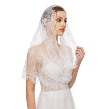 Load image into Gallery viewer, Mantilla Veil Latin Mass Head Covering Spanish Style Lace Traditional Vintage Inspired Infinity Shape
