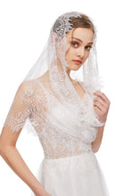 Load image into Gallery viewer, Mantilla Veil Latin Mass Head Covering Spanish Style Lace Traditional Vintage Inspired Infinity Shape
